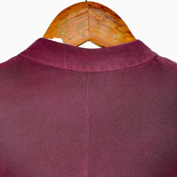 Vintage 100% Silk Jacket Burgundy Mandarin Collar Fully Lined Button Front Sz 8 - Picture 12 of 14